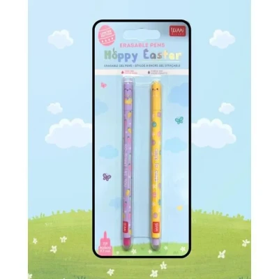 Image de Legami Set de 2 stylos gel effaçables, édition Pâques, avec encre effaçable, rose, violet, stylo effaçable sans feuille, pointe 0,7 mm