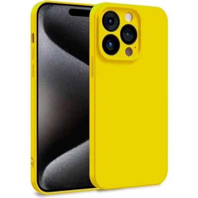 Image de MyGadget Coque pour iPhone 15 Pro Case Silicone Souple &amp; Soft Doublure Microfibre Cover TPU Protection Extra Fine Légère Jaune