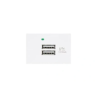 Image de Maclean MCE728W USB Steckdose Ladegerät 2x Anschluss bis 2.1A Fast Charge Modulare Wandsteckdose Unterputzdose Wanddose Einbaudose Unterputz Montage (USB 2.1A, Weiß)