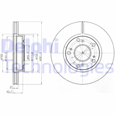 Image de DELPHI BG4294 Disque de frein 262 21 5 ventilé huilé non traité sans roulement roue, bague ABS HONDA: CIVIC 8, 7 Hatchback, CR Z