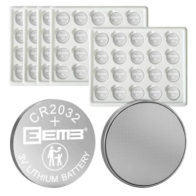 Image de EEMB Piles Bouton CR2032 Lot de 100 Pile CR 2032 3V au Lithium Batterie DL2032, ECR2032, LM2032 240mAh Compatible pour Porte clés, télécommande Voiture, Moniteur Glucose, Montres
