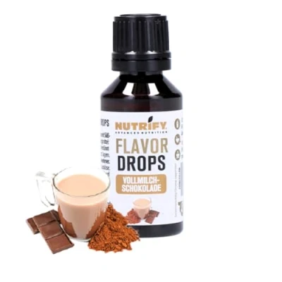 Image de NUTRIFY Flavor Drops Lait au chocolat 30 ml, gouttes aromatiques sans calories, plus de goût dans les aliments et boissons, sucre, gras, végétalien, colorants artificiels,
