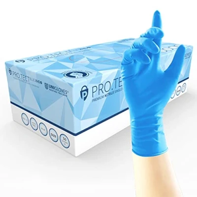 Image de UNIGLOVES PRO.TECT Blue XHD+ GA0103 gants jetables multi usages, sans poudre et latex, taille M, boîte de 50