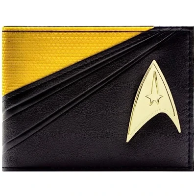 Image de Enterprise USS Starfleet Command Uniforme Emblème Métallique Portefeuille/Porte Monnaie Bi Fold ID &amp; Porte Cartes, Jaune