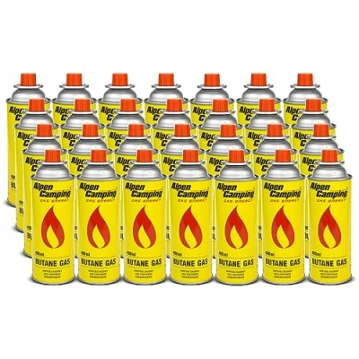 Image de Set de 28x cartouche gaz Alpen Camping 400ml Certificat : Pi 0875, conforme à EN417, isobutane, plage fonctionnement 10c