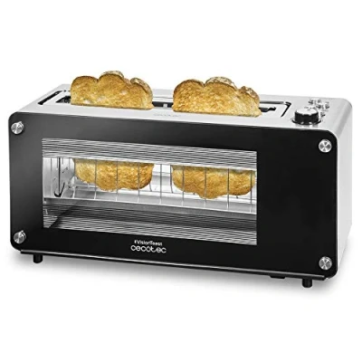 Image de Cecotec Grill pain VisionToast. Fenêtres en verre, Fente, 7 Niveaux pour Toaster, 3 Fonctions , Positions, Capacité 2 tranches et 1260 W.