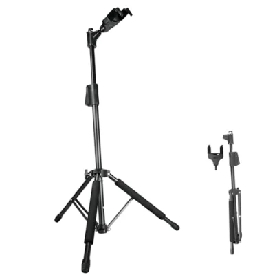 Image de AROMA Support de Guitare Universel Portable avec Verrouillage Automatique du Manche Réglable en Hauteur Sol Trépied Stable