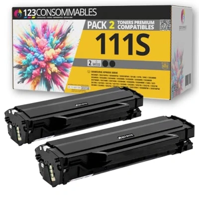 Image de 123CONSOMMABLES 111S Pack Toner compatibles avec Samsung M2070W Xpress M2070 M2026W M2070FW M2020 M2026 M2022W M2022 M2070F M2020W MLT D111S Neuf