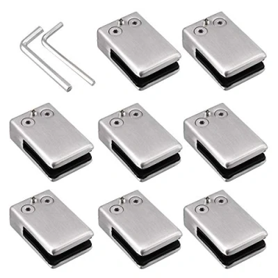 Image de Proster 8 PCS Pinces à Verre 9 10mm en Acier Inoxydable 304 Fixation Paroi Douche Support Réglable Dos Plat pour Balustrade d&#039;Escalier, Main courante