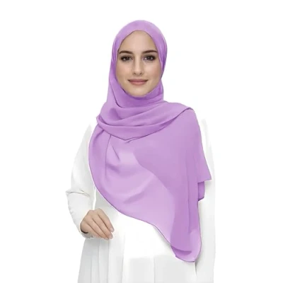 Image de Lina &amp; Lily Écharpe Hijab pour Femme Musulmane en Mousseline Rectangles, Tissu Léger et Fluide (Lavande)