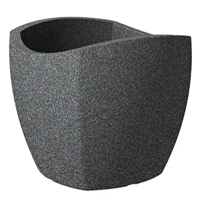 Image de Scheurich 55360 256/40 Wave Globe Cubo Pot de Fleurs Plastique Granit Noir 40 x 36 cm