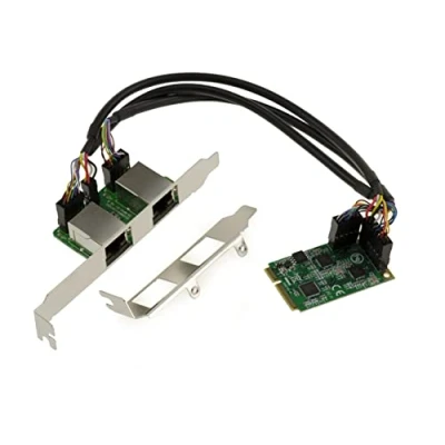 Image de KALEA INFORMATIQUE Carte Mini PCIe MiniPCIe 2 Ports 2.5 Gigabit RJ45 LAN ethernet 10 100 1000 1G 2.5G. Dual Chipset Realtek RTL8125