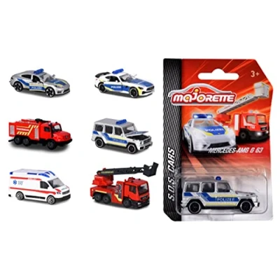 Image de Majorette Véhicule d&#039;intervention SOS 1 des 6 Voitures Jouet aléatoires de S.O.S. Cars Edition pour Enfants à partir 3 Ans, véhicules Sauvetage, 7,5 cm