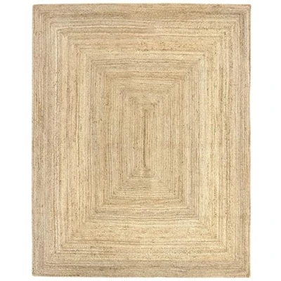 Image de HAMID Tapis Jute Naturel, Alhambra en Couleur Naturelle, 100% Fibre de Jute, Tressé à la Main, pour Salon, Salle Manger, Chambre, Couloirs, Naturelle (200x250cm)
