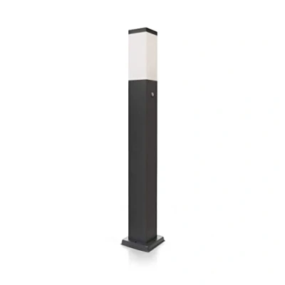 Image de LED Universum Lampadaire anthracite avec 2 prises de 80 cm en acier inoxydable Colonne d&#039;énergie Distributeur courant pour prise jardin (avec capteur crépusculaire)