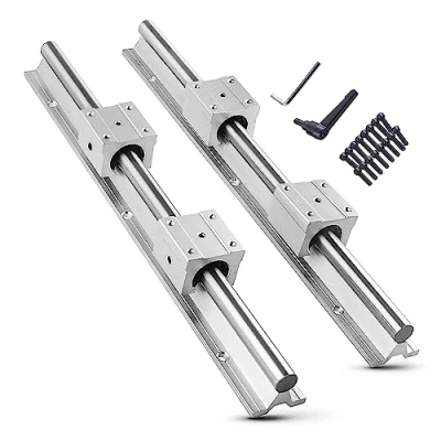 Image de CNCMANS Lot de 2 rails guidage linéaires SBR25 600 mm avec 4 roulements SBR25UU, bloc roulement, anneaux sécurité butée 16 mm, pièces CNC pour imprimante 3D (guide