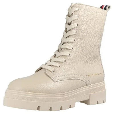 Image de Tommy Hilfiger Femme Bottes Low Boot Monochromatic Lace Up Bottines, Beige (Classic Beige), 42 EU