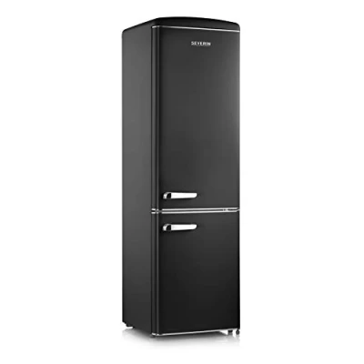 Image de Severin Réfrigérateur Congélateur combiné, Pose libre, Longueur 55 cm, 244 L, Classe D, Combiné design Rétro, Noir, RKG 8918