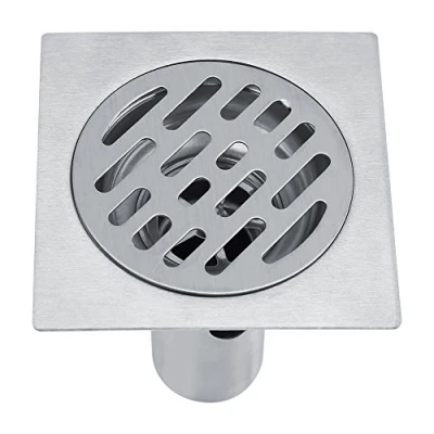 Image de Drain De Douche Carré Acier Inoxydable Siphon Sol Anti Odeur pour Salle Bain Large Calibre 4 x Pouces