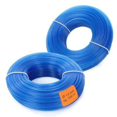 Image de LaGreen Lot de 2 fils coupe en nylon pour débroussailleuses et débroussailleuses, convient tondre les pelouses, bordures pelouse mauvaises herbes, bleu, 1,6 mm x 100 m