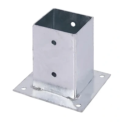 Image de Alberts 211639 Ancre sur platine pour poteau en bois rond ou carré galvanisée à chaud 91 x mm