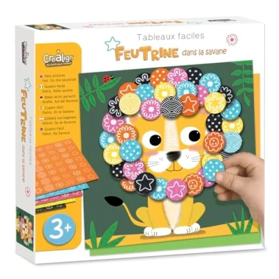 Image de Créa Lign Coffret Loisir Créatif Tableaux Faciles Feutrine Dans la Savane Dès 3 ans CL141