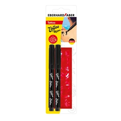 Image de Eberhard Faber 559597 Set de stylos pour tatouage, 2 noirs avec 4 pochoirs