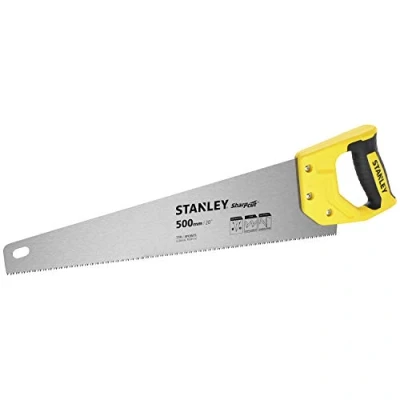 Image de Stanley Stht20367 1 Scie Egoïne Sharpcut™ Coupe De Débit 500Mm Lame En Acier 0,85Mm D&#039;Épaisseur Denture Universelle Double Biseau 7 Dents/Pouce Poignée Bi Matière Angle 45 Et 90