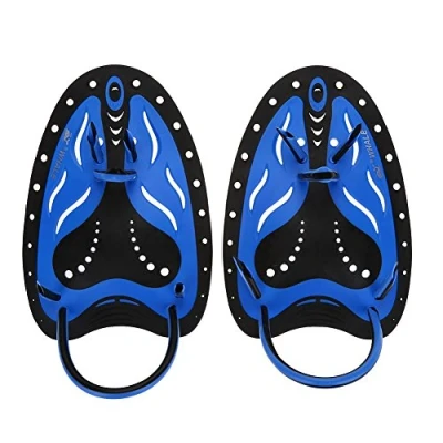 Image de schwimmpaddels Hand,Finger Paddle Plaquette de Natation Équipement Plongée d&#039;aileron Formation Main Natation(L Bleu)