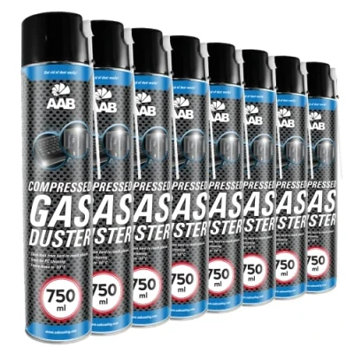 Image de 8 x AAB Bombe Air Sec 750ml Bouteille Comprimé, Nettoyage des Ordinateurs, Dépoussiérant en Spray, Enlever la Poussière, sans Odeur Aérosol, Computer Cleaner, Informatique Matériel