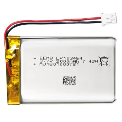 Image de Batterie Lithium ION polymère EEMB 3.7V 2000mAh 103454 Lipo Rechargeable avec connecteur JST