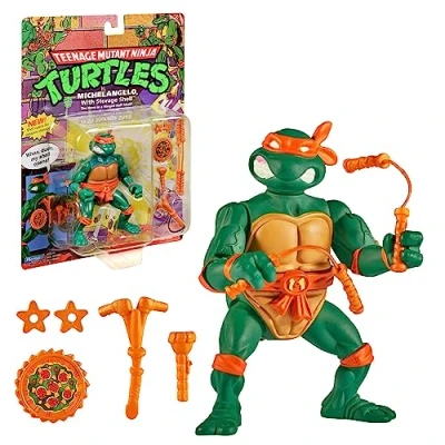 Image de Tortues Ninja, Figurine articulée de 10 cm, Figruine Collection Classique, Michelangelo, Jouet pour Enfants dès 4 Ans, Giochi Preziosi,T0001B