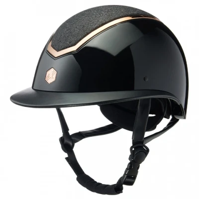 Image de Charles Owen Bombe Kylo Sparkly Wide Peak Black Gloss/Rose Gold 58 61cm