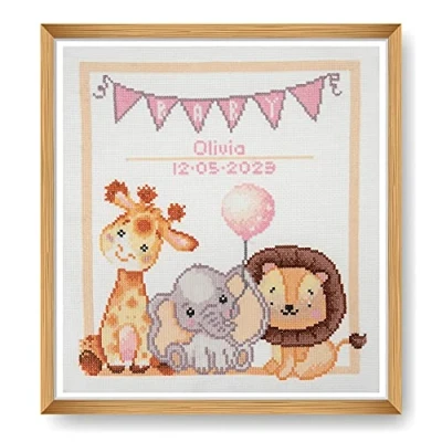 Image de Trimits Grands kits de Broderie au point croix comptée pour adultes, débutants, enfants, cadeaux Noël (cadre non inclus), 11 pièces, bébé