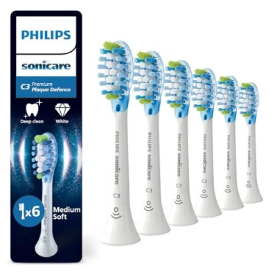 Image de Philips Sonicare C3 Premium Plaque Defence têtes de brosse à dents rechange d&#039;origine, blanc, lot 6, HX9046/87