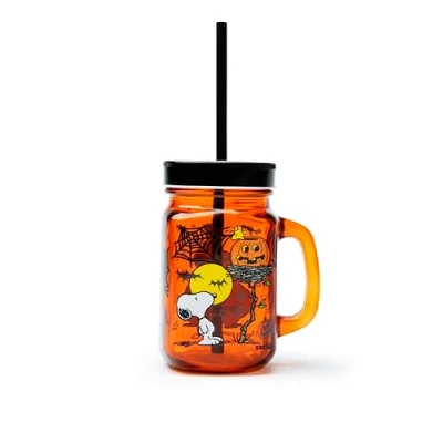 Image de Excelsa Peanuts Halloween Mug avec paille, verre, capacité 500 ml.