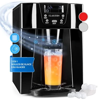 Image de Klarstein Machine a Glacons pour la Maison, Capacité de 2L, Fabrique Rapidement Jusqu&#039;à 12kg Glacons, Alarmes Sécurité, à Glaçons Comptoir, Ice Maker, Distributeur Eau Froide