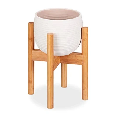 Image de Relaxdays support pour fleurs en bambou, réglage individuel, pots jusqu’à 32 cm, présentoir, H: 35,5 naturel, 1 élément
