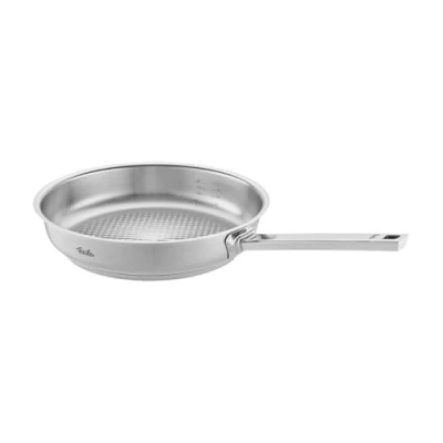 Image de Fissler Original Profi Collection Poêle en Acier Inoxydable (Ø 24 cm) à Queue avec Échelle Intérieure, Surface de Cuisson des Grillades Novogrill Compatible Induction