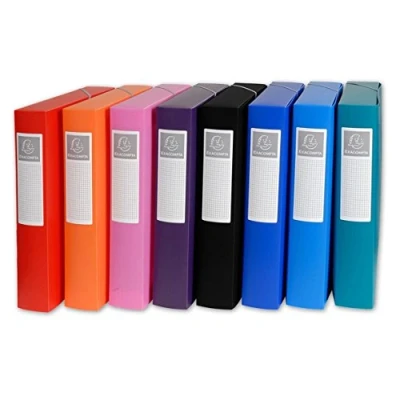 Image de Exacompta Réf. 5980E 8 boites de classement avec élastiques Opak en polypropylène dos 6 cm dimensions 25 x 33 pour format A4 couleurs assorties livrées montées