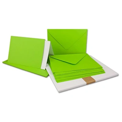 Image de FarbenFroh Lot de 25 cartes pliées Format A6/C6 Avec enveloppes Vert clair insert 14,8 x 10,5 cm Qualité supérieure