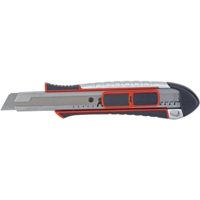 Image de MAUL Cutter de sécurité MAULtool 18 mm avec fonction Fixable à 17 niveaux Zone préhension caoutchoutée Idéal pour les bricoleurs et professionnels Nickelé