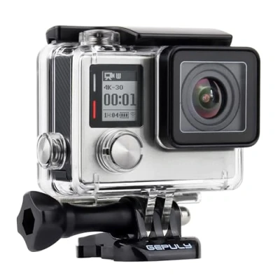 Image de GEPULY Boîtier étanche pour caméra GoPro Hero 4, 3+, 3 Étanche jusqu&#039;à 40 m avec Support à dégagement Rapide et vis moletée