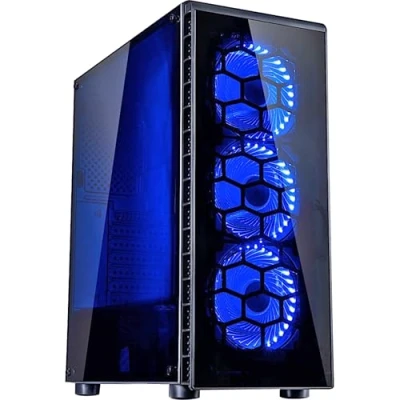 Image de Inter Tech GEH cxc2 Gaming 3 x 120 mm, Boîtier PC, Argus de l 12025 Bleu Noir