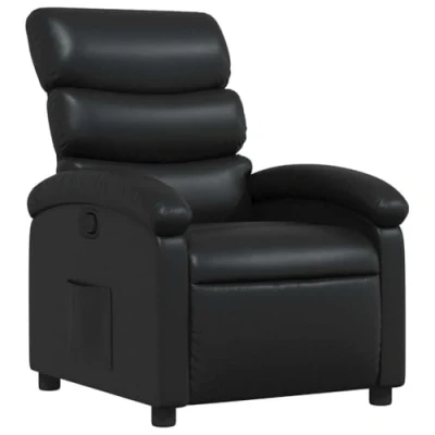 Image de vidaXL Fauteuil Inclinable, Chaise de Relaxation avec Dossier et Repose Pied, Siège TV Salon, Moderne, Noir Similicuir
