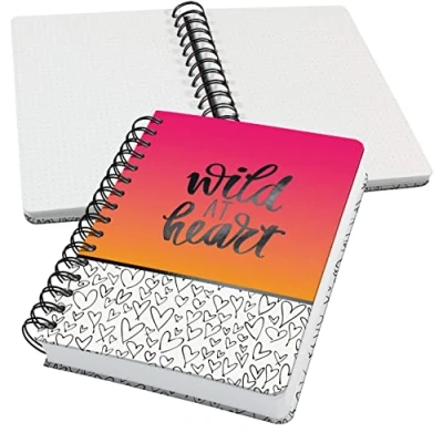 Image de SIGEL JN621 Jolie Carnet de notes à spirale, Wild Hearts, pointillés (réglure dot), 120 g/m², 16,8 x 21,5 cm, couverture rigide, 240 pages, noir, rose, orange