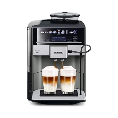Image de SIEMENS, machine à café tout automatique, EQ6 plus s500, aromaDouble Shot, système autoMilk Clean, Broyeur céramique, affichage coffeeSelect, gris/noir Inox TE655203RW