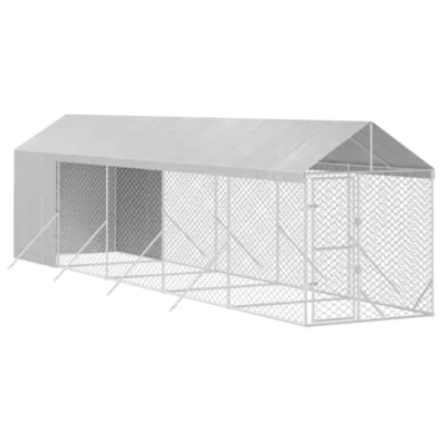 Image de vidaXL Chenil d&#039;extérieur pour Chiens avec Toit argenté 2x10x2,5 m