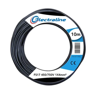 Image de Electraline 13211 Câble unipolaire FS17, 10 m, section 1 x 4 mm2 adapté pour câblage de tableaux électriques, circuits électriques d&#039;ascenseurs, monte charge