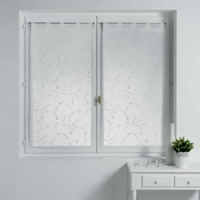 Image de douceur d&#039;interieur Petite Fleur Paire, Blanc/Blanc, 2 x 60 120 CM